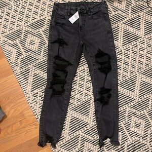 American Eagle Outfitters Black Skinny Jeans with Distressing